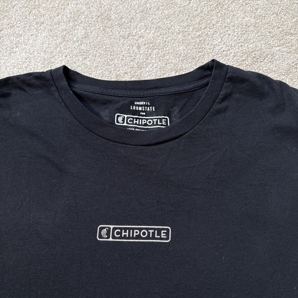 Chipotle Employee Uniform Sz L Black Loomstate Organic Tee Keeping it Real - Picture 3 of 6